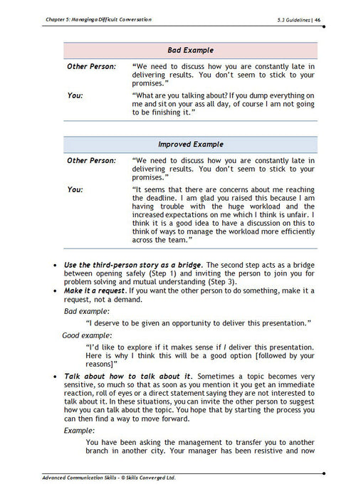 Advanced Communication Skills Training Course Materials | Skills Converged