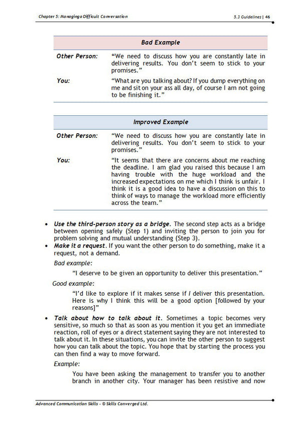 Advanced Communication Skills Training Course Materials | Skills Converged