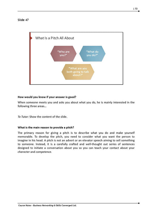 Business Networking Training Course Materials Skills Converged