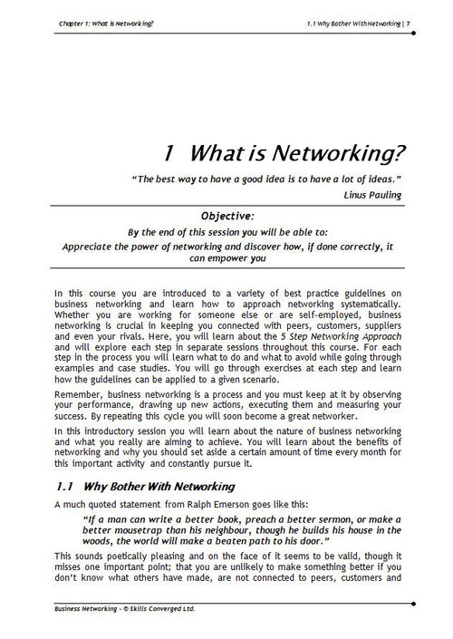Business Networking Training Course Materials Skills Converged