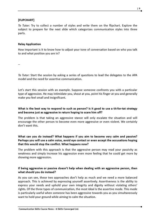 Communication Skills Training Course Materials | Skills Converged