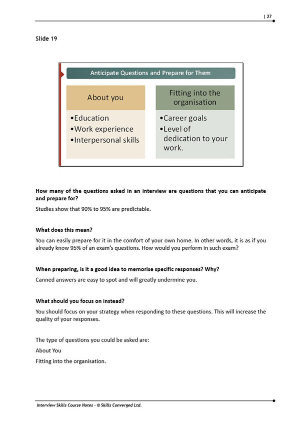 Interview Skills Training Course Materials | Skills Converged
