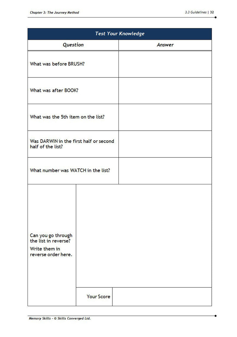 Memory Skills Training Course Materials | Skills Converged