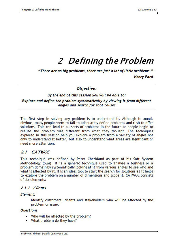 Problem Solving Training Course Materials | Skills Converged