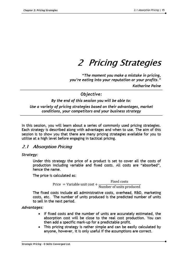 Strategic Pricing